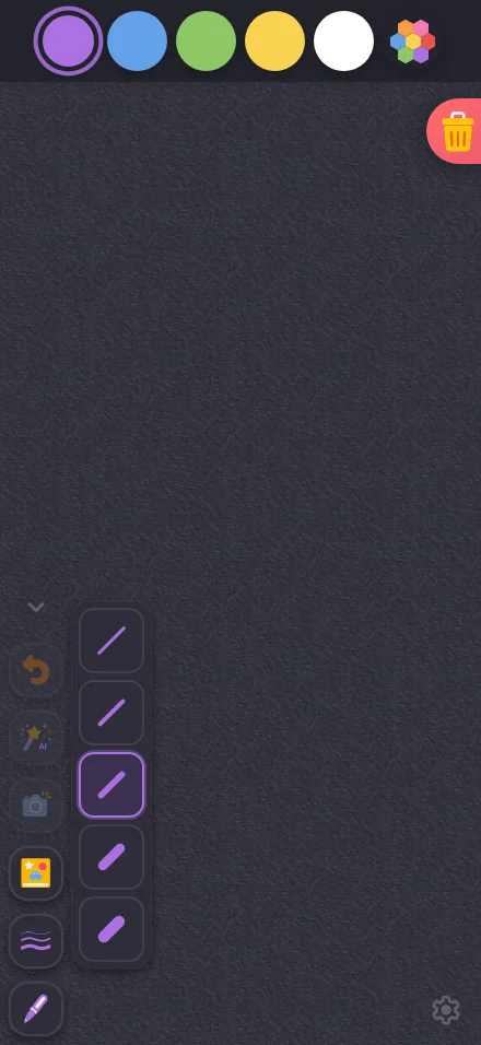 Stroke-width menu in night mode at iPhone 16 Pro Max in portrait