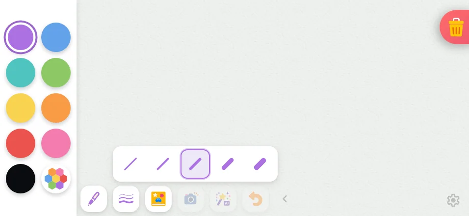 Stroke-width menu in light mode at iPhone 16 Pro Max in landscape
