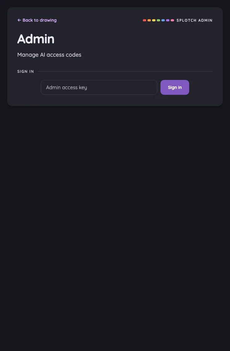 Admin · signed out in night mode at iPad mini 7th Gen (2024) in portrait