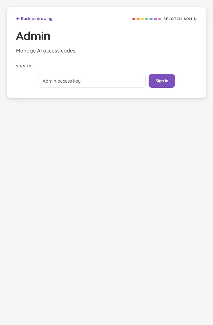 Admin · signed out in light mode at iPad mini 7th Gen (2024) in portrait