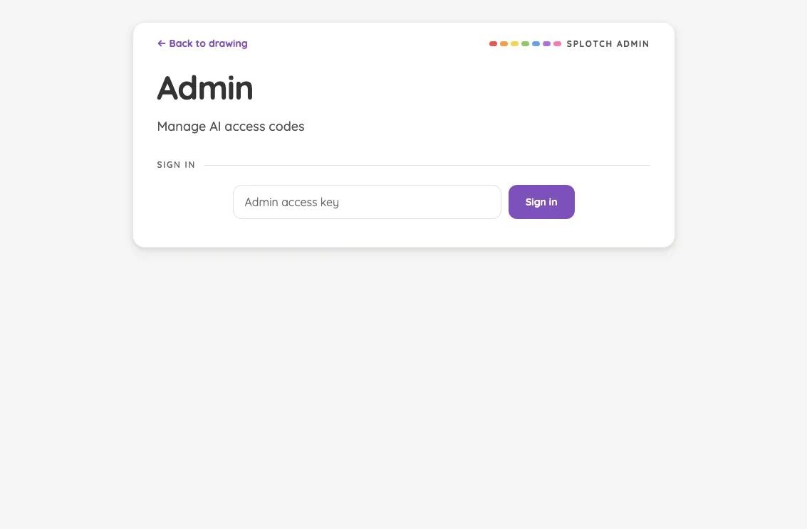 Admin · signed out in light mode at iPad mini 7th Gen (2024) in landscape