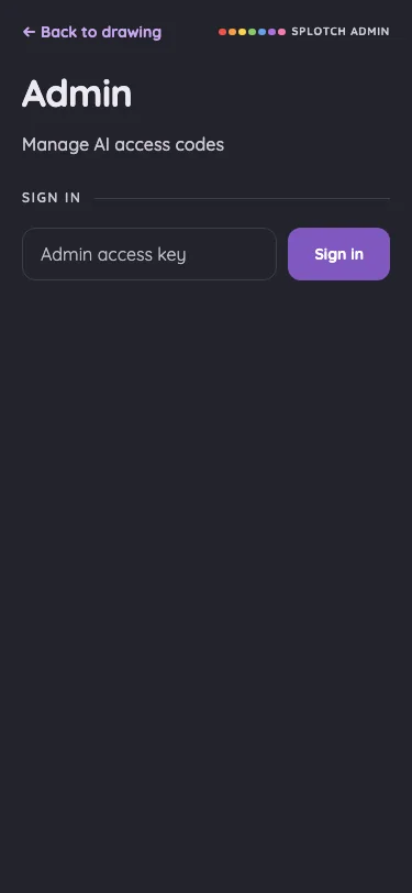 Admin · signed out in night mode at iPhone 13 mini in portrait