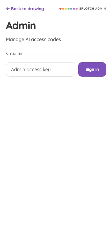 Admin · signed out in light mode at iPhone 13 mini in portrait
