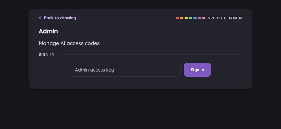 Admin · signed out in night mode at iPhone 16 Pro Max in landscape