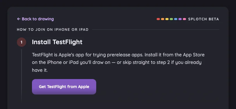 Beta sign-up · iOS in night mode at iPhone 13 mini in landscape