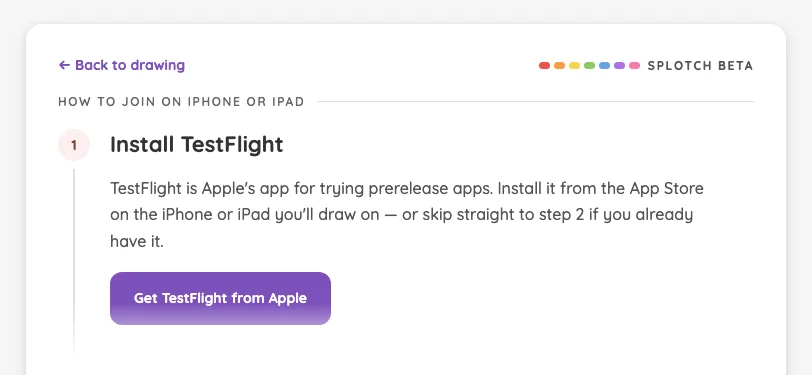Beta sign-up · iOS in light mode at iPhone 13 mini in landscape