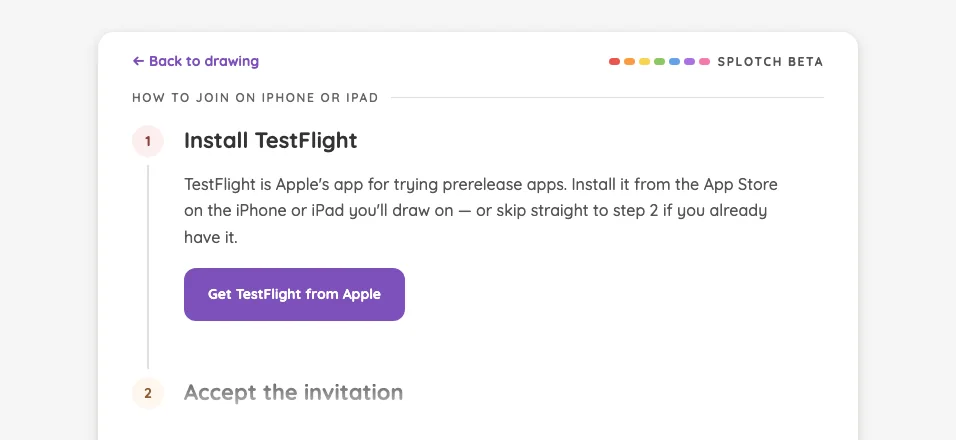 Beta sign-up · iOS in light mode at iPhone 16 Pro Max in landscape