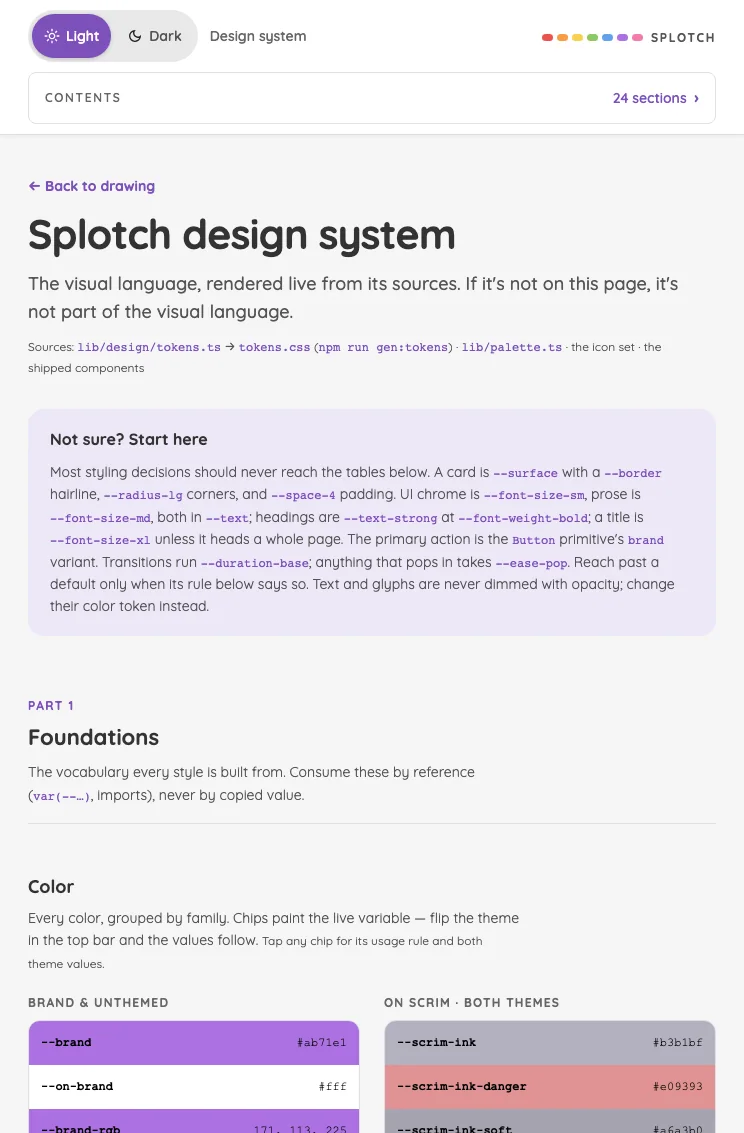 Design system in light mode at iPad mini 7th Gen (2024) in portrait