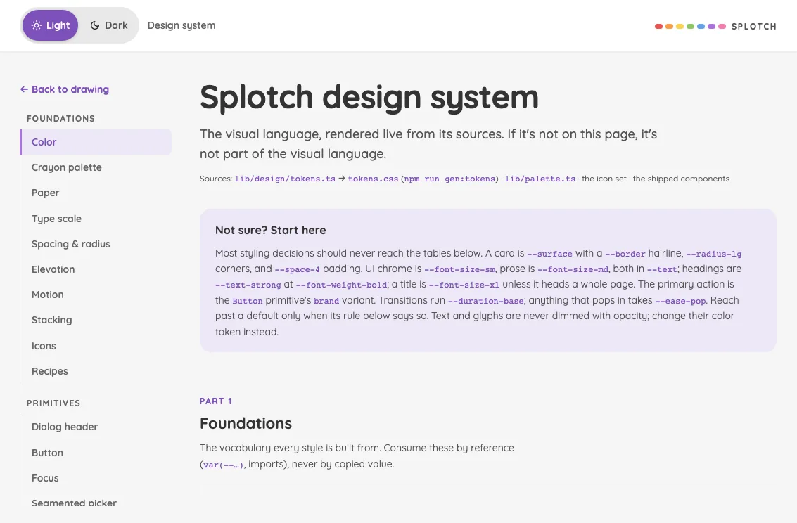 Design system in light mode at iPad mini 7th Gen (2024) in landscape