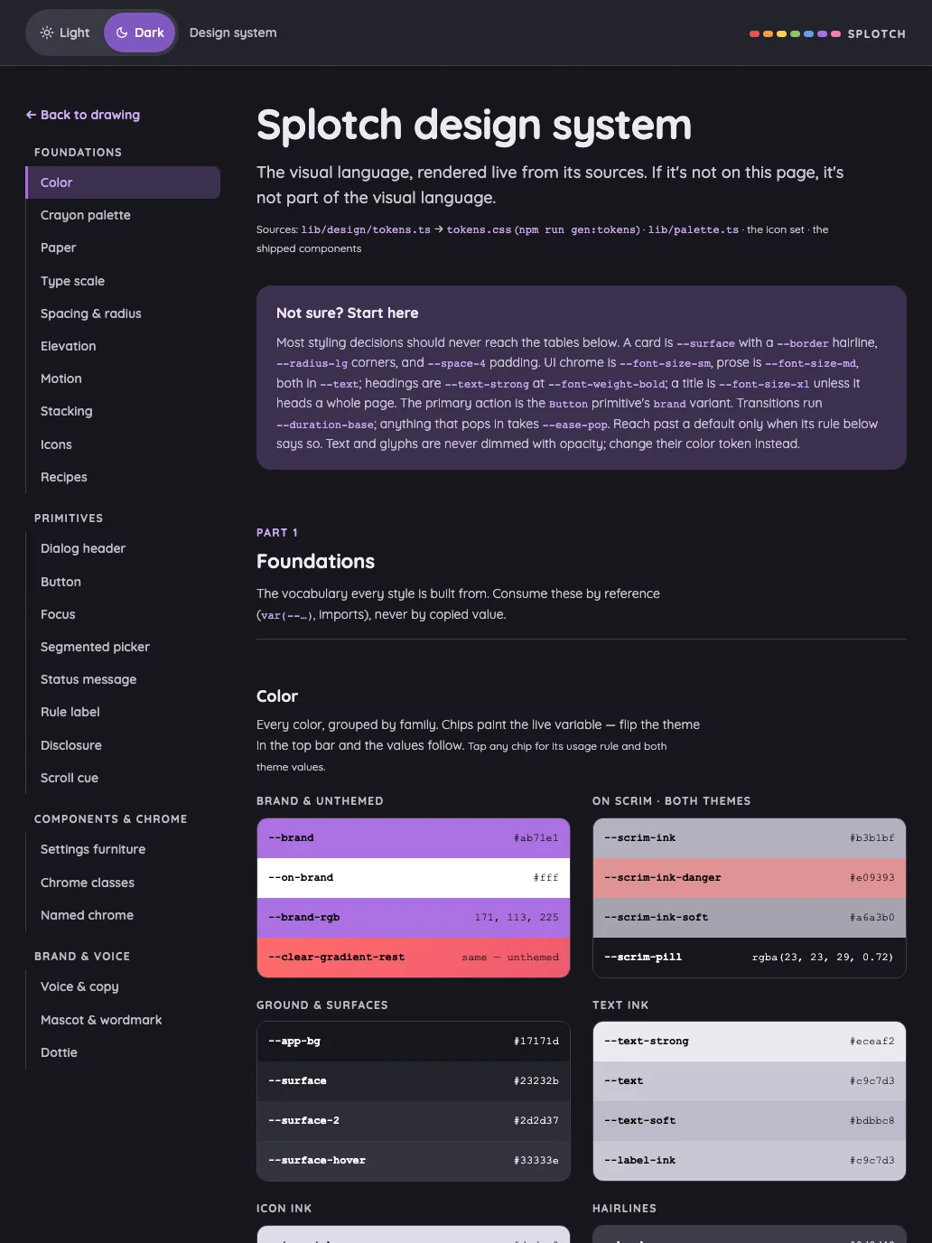 Design system in night mode at iPad Pro 13-inch (M4) in portrait