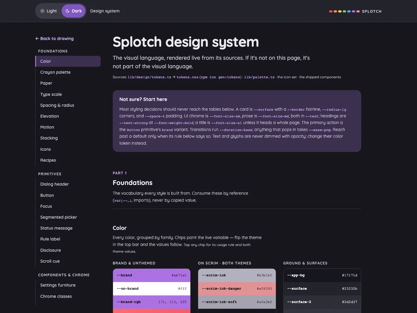 Design system in night mode at iPad Pro 13-inch (M4) in landscape