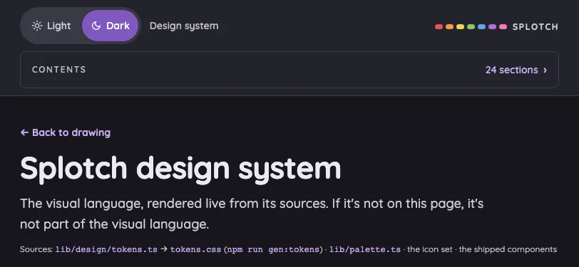 Design system in night mode at iPhone 13 mini in landscape