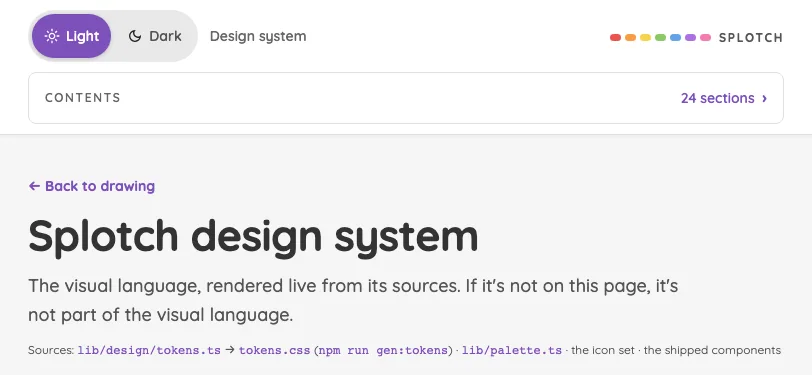 Design system in light mode at iPhone 13 mini in landscape