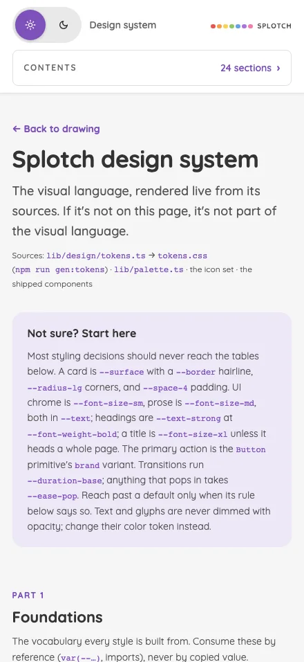 Design system in light mode at iPhone 16 Pro Max in portrait
