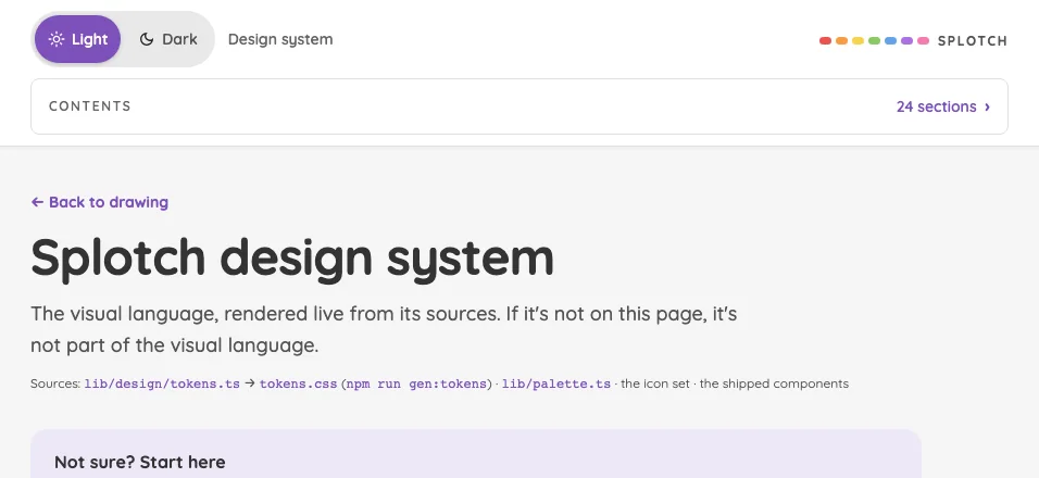 Design system in light mode at iPhone 16 Pro Max in landscape
