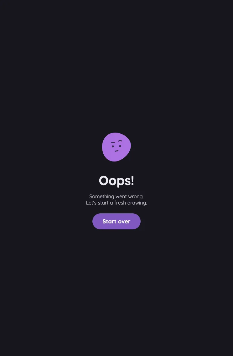 App error screen in night mode at iPad mini 7th Gen (2024) in portrait