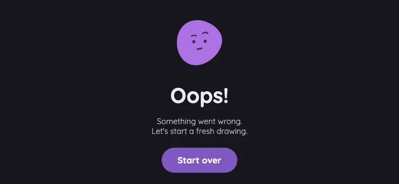 App error screen in night mode at iPhone 13 mini in landscape