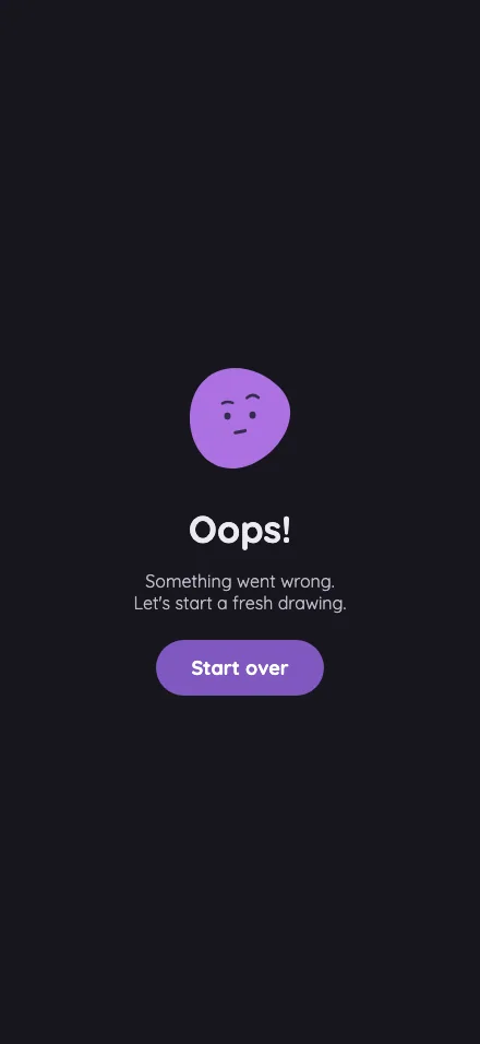App error screen in night mode at iPhone 16 Pro Max in portrait