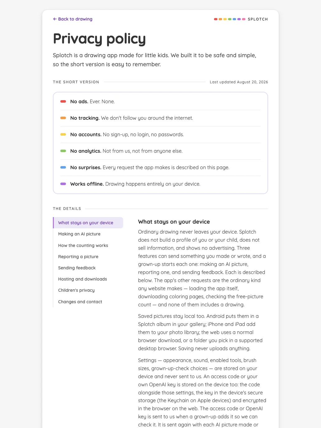 Privacy policy in light mode at iPad Pro 13-inch (M4) in portrait