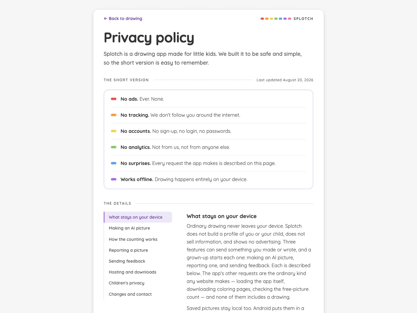 Privacy policy in light mode at iPad Pro 13-inch (M4) in landscape