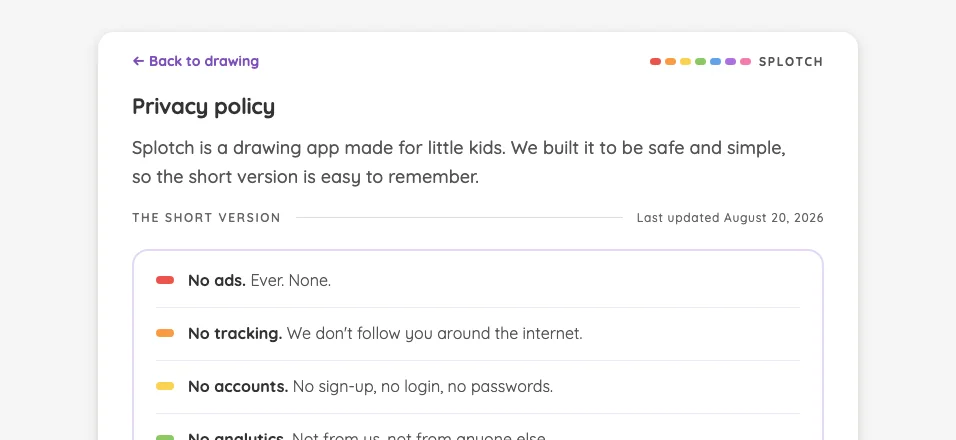 Privacy policy in light mode at iPhone 16 Pro Max in landscape