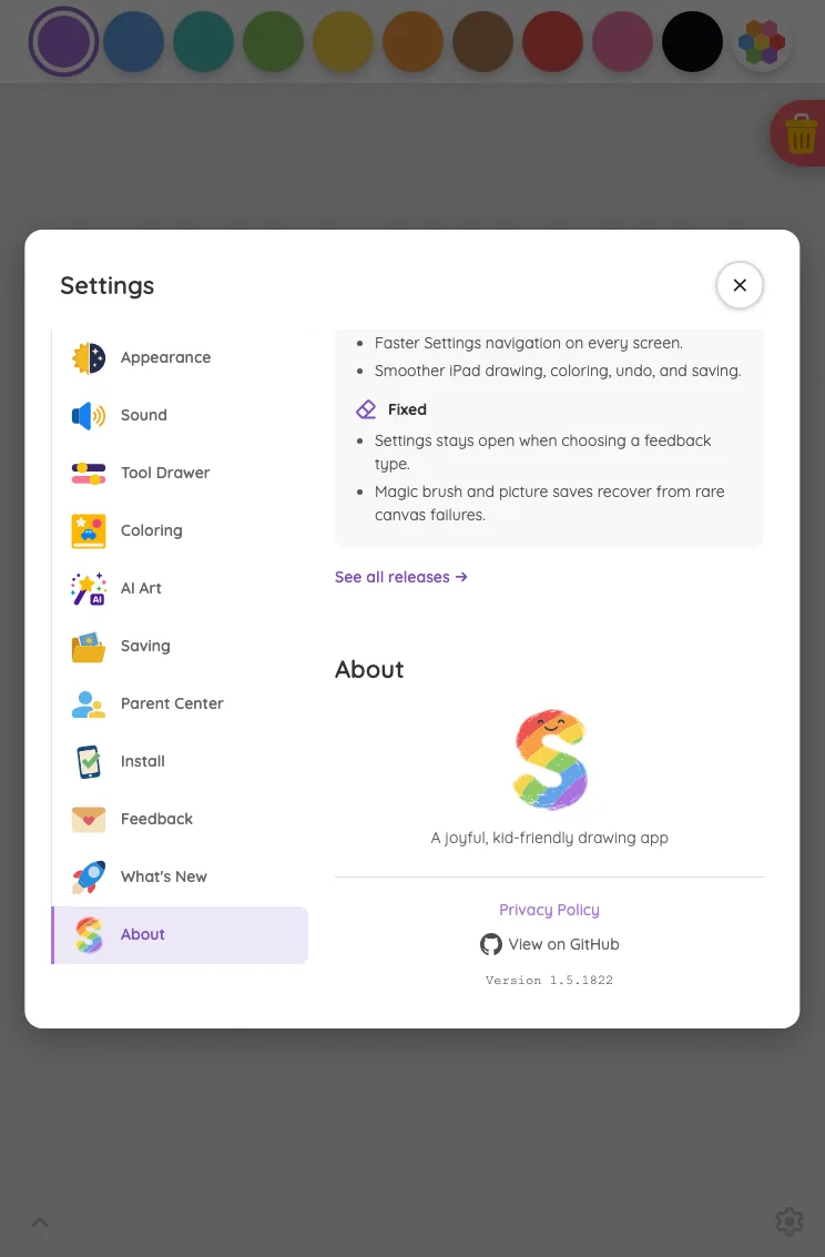 Settings · About in light mode at iPad mini 7th Gen (2024) in portrait