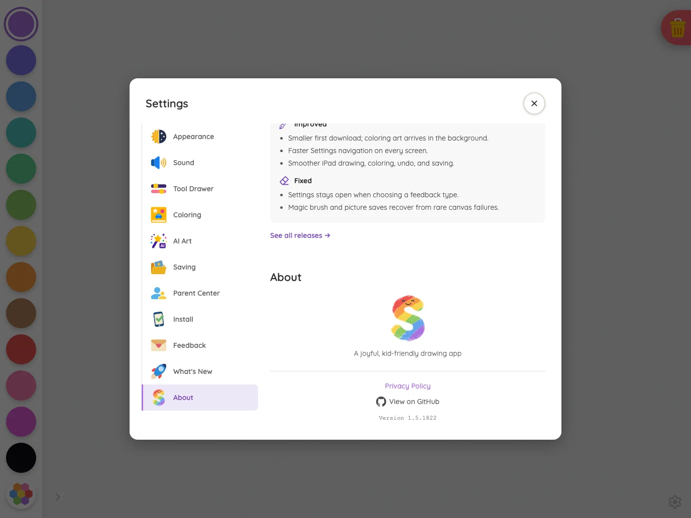 Settings · About in light mode at iPad Pro 13-inch (M4) in landscape