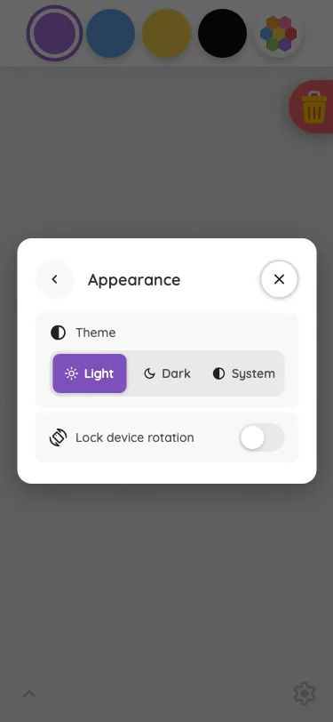 Settings · Appearance in light mode at iPhone 13 mini in portrait