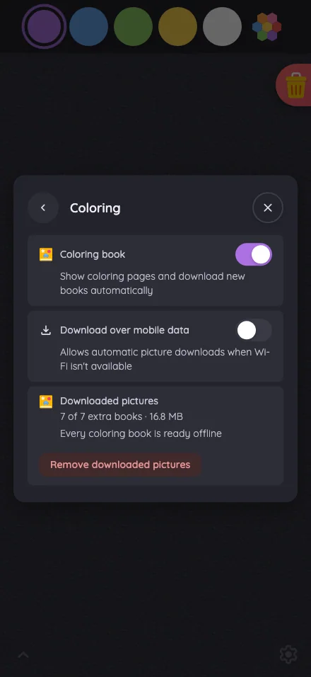 Settings · Coloring in night mode at iPhone 16 Pro Max in portrait