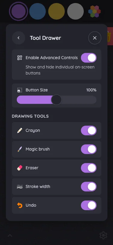 Settings · Tool Drawer in night mode at iPhone 13 mini in portrait