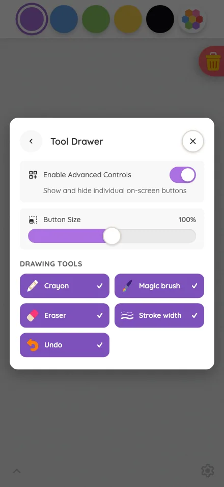 Settings · Tool Drawer in light mode at iPhone 16 Pro Max in portrait