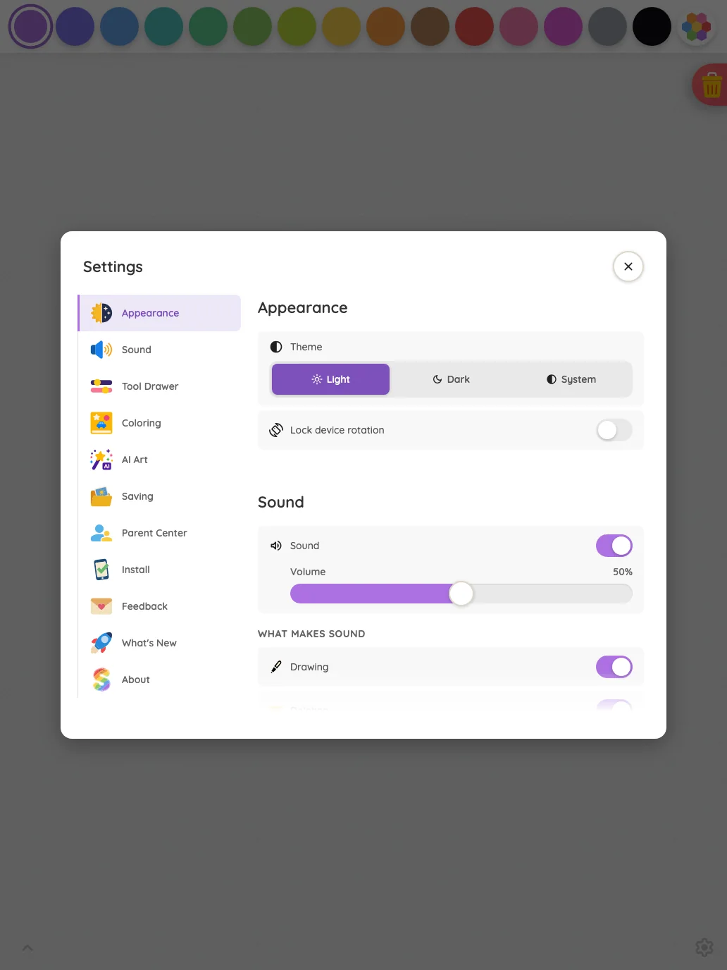 Settings · overview in light mode at iPad Pro 13-inch (M4) in portrait