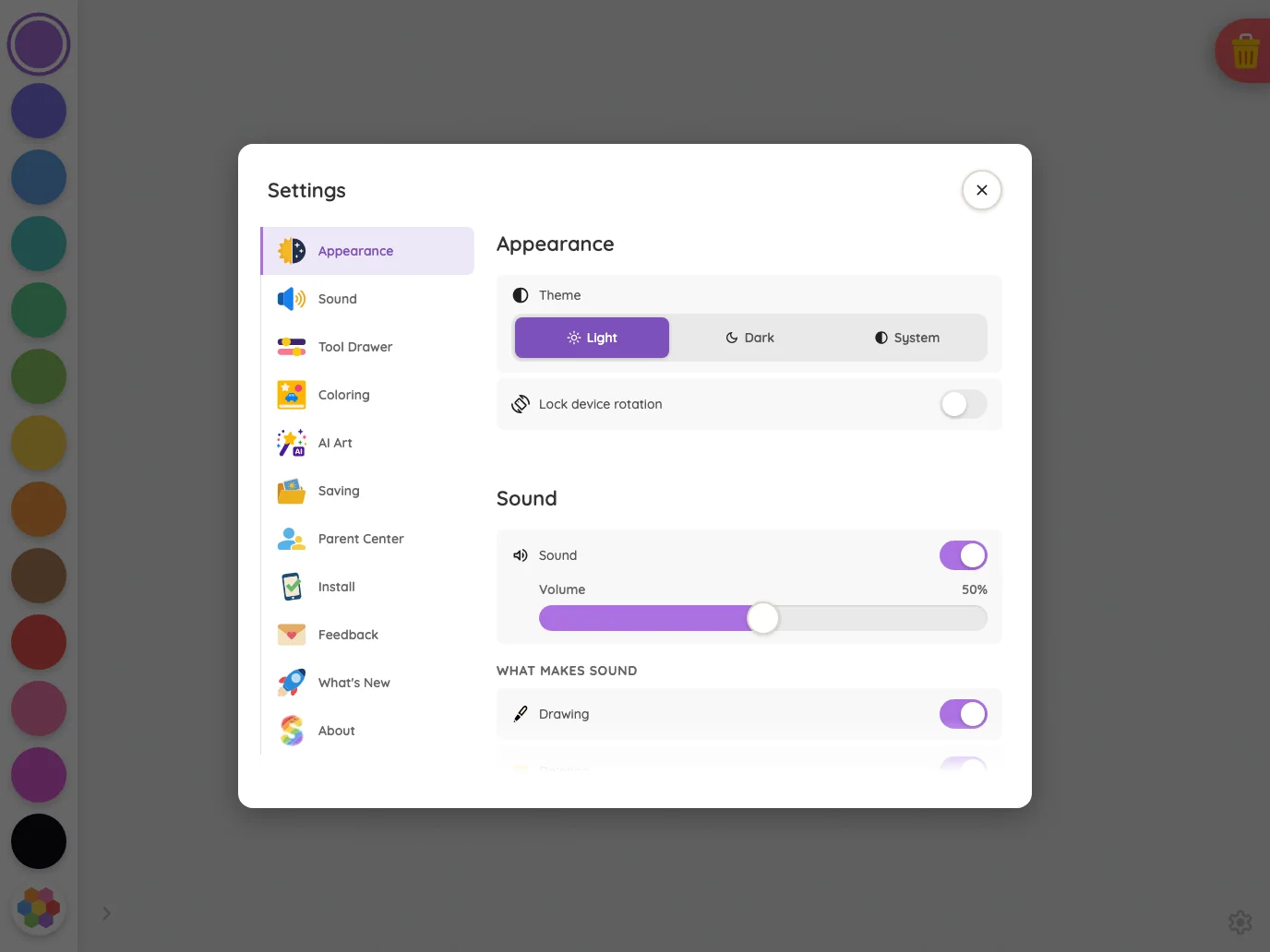 Settings · overview in light mode at iPad Pro 13-inch (M4) in landscape