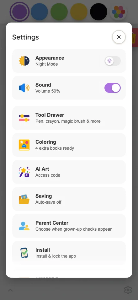 Settings · overview in light mode at iPhone 16 Pro Max in portrait