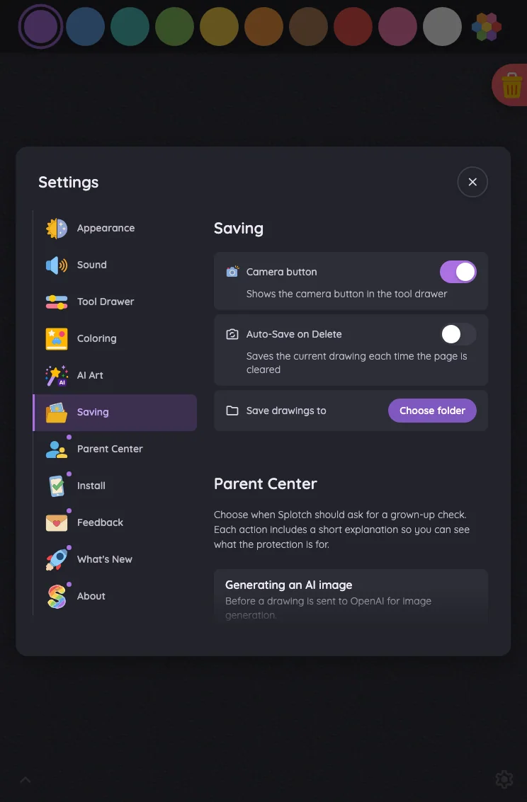 Settings · Saving in night mode at iPad mini 7th Gen (2024) in portrait