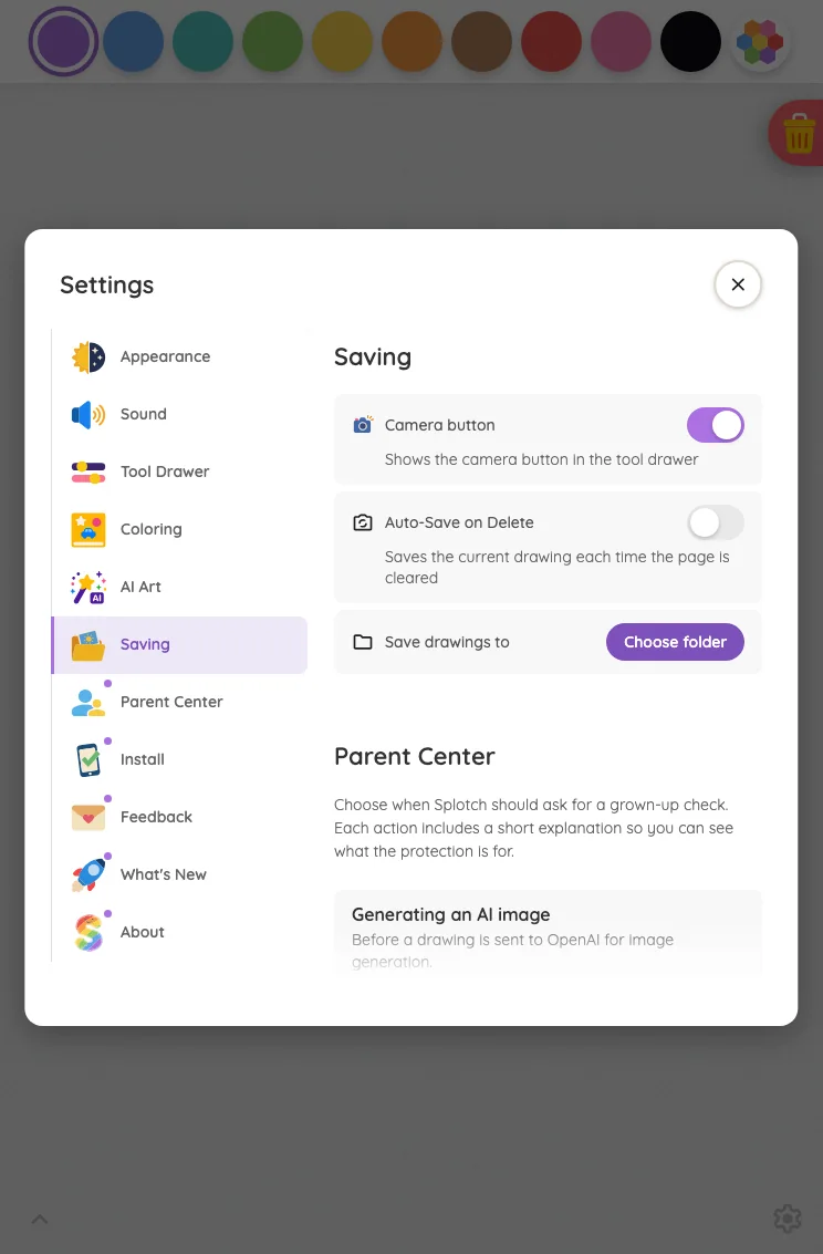 Settings · Saving in light mode at iPad mini 7th Gen (2024) in portrait