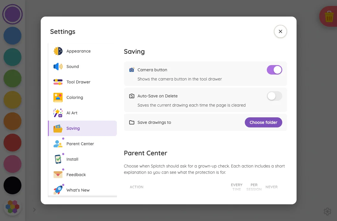 Settings · Saving in light mode at iPad mini 7th Gen (2024) in landscape