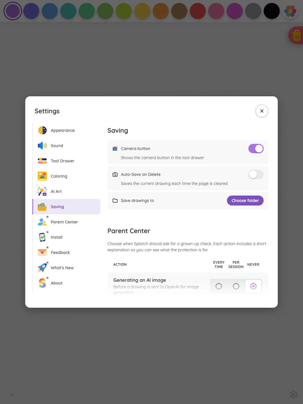 Settings · Saving in light mode at iPad Pro 13-inch (M4) in portrait