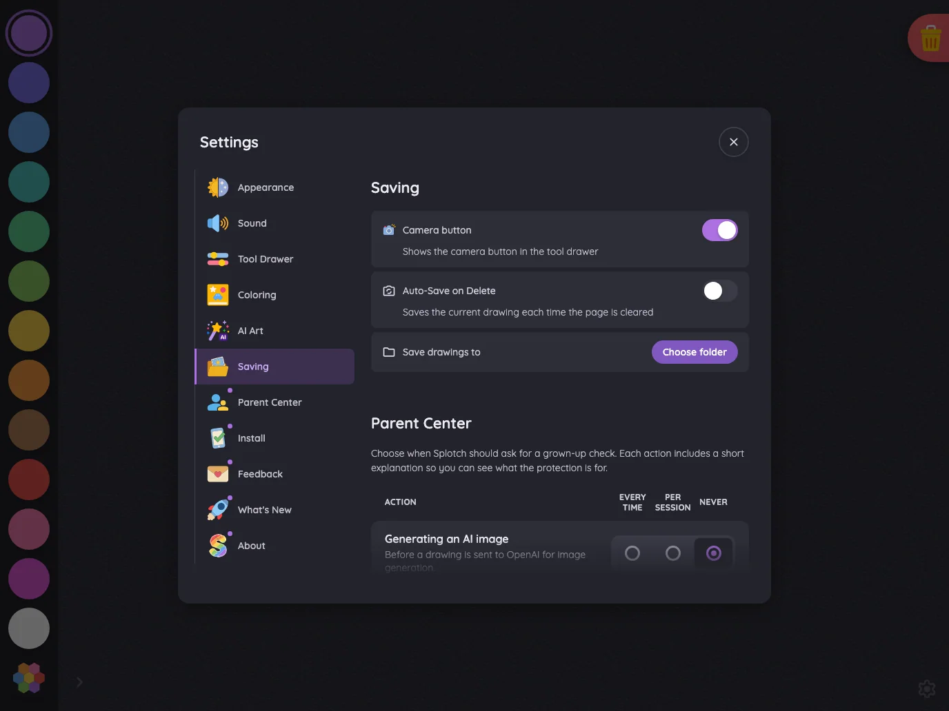 Settings · Saving in night mode at iPad Pro 13-inch (M4) in landscape