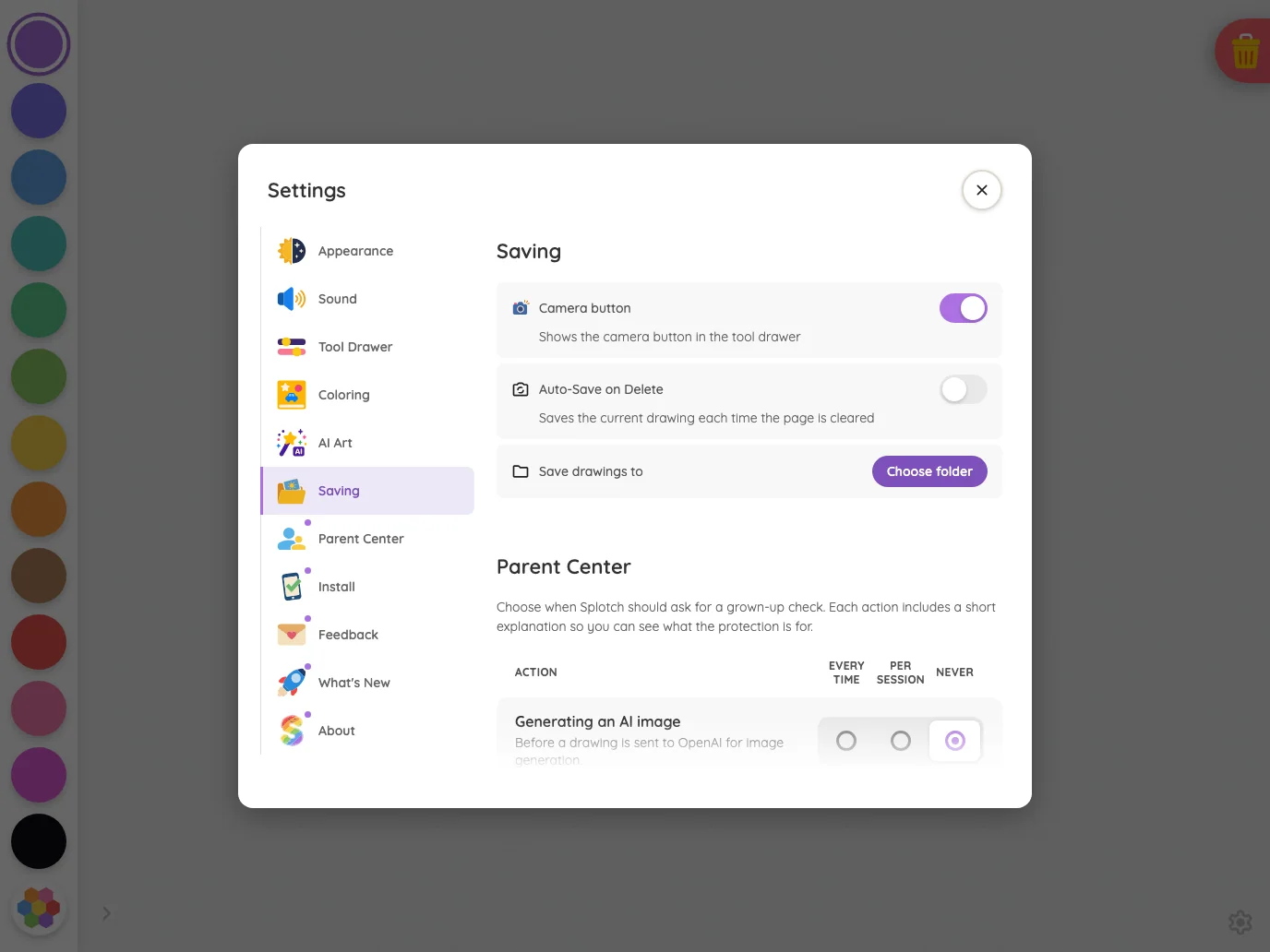 Settings · Saving in light mode at iPad Pro 13-inch (M4) in landscape