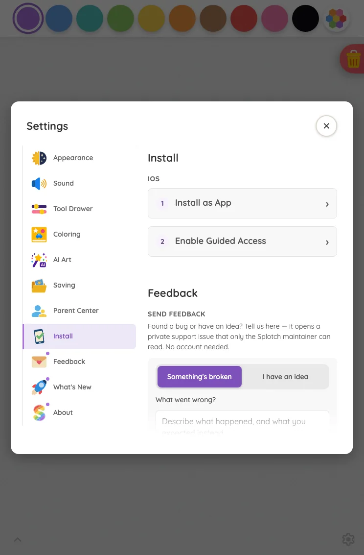 Settings · Install in light mode at iPad mini 7th Gen (2024) in portrait