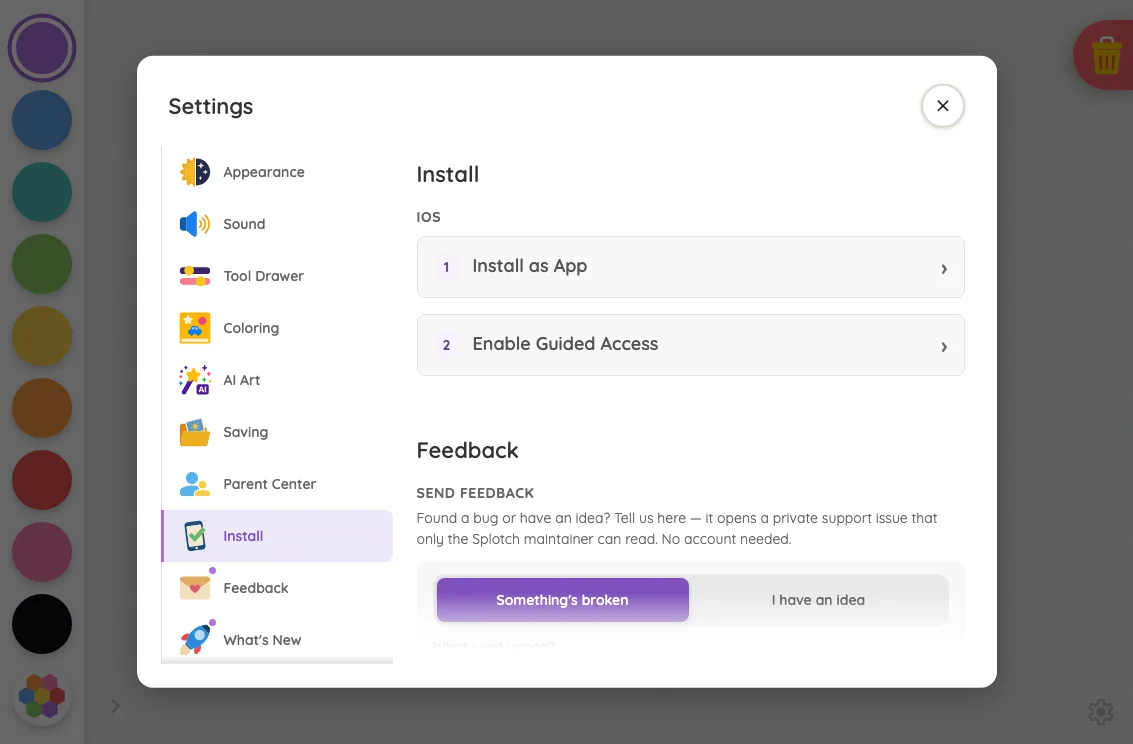 Settings · Install in light mode at iPad mini 7th Gen (2024) in landscape