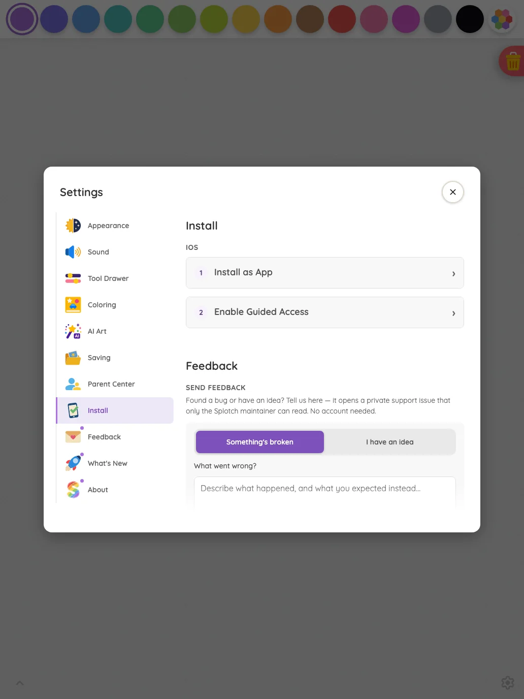 Settings · Install in light mode at iPad Pro 13-inch (M4) in portrait