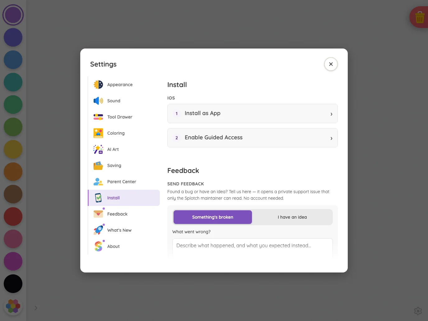 Settings · Install in light mode at iPad Pro 13-inch (M4) in landscape