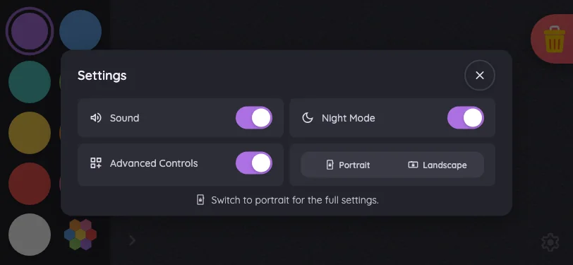 Settings · Install in night mode at iPhone 13 mini in landscape