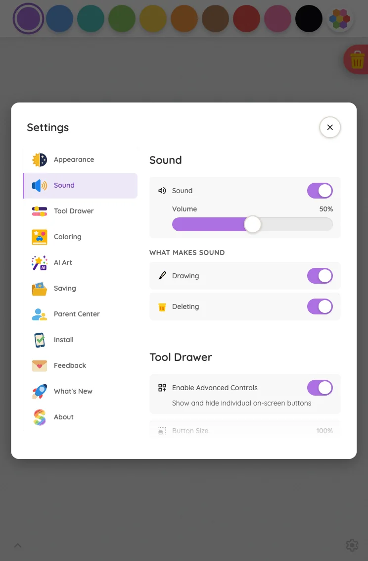 Settings · Sound in light mode at iPad mini 7th Gen (2024) in portrait
