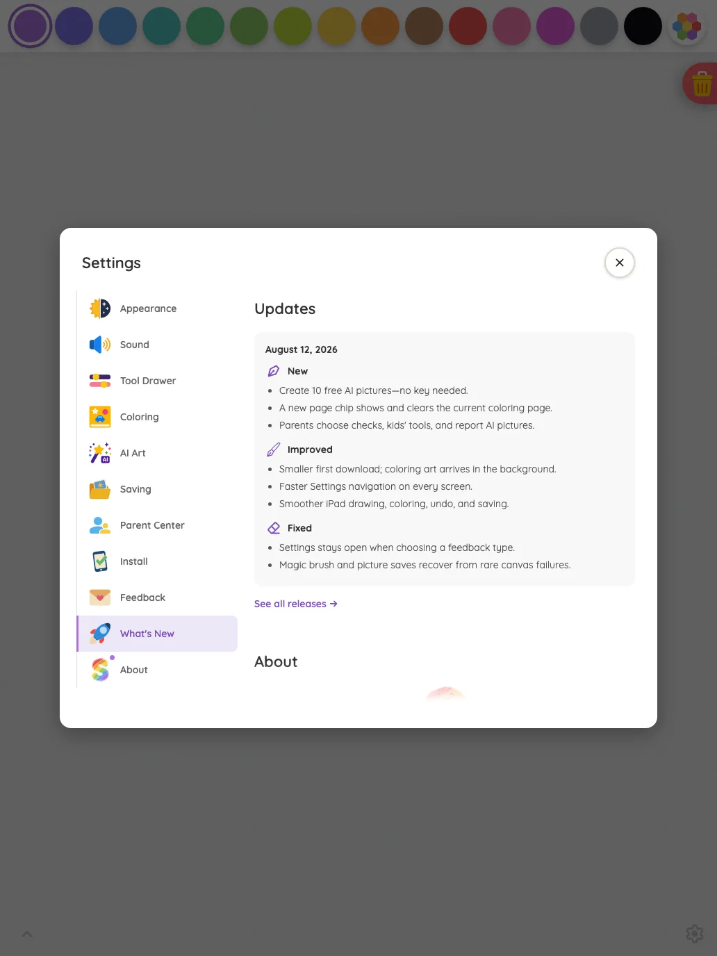 Settings · Updates in light mode at iPad Pro 13-inch (M4) in portrait