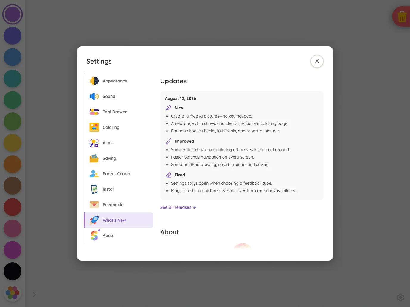 Settings · Updates in light mode at iPad Pro 13-inch (M4) in landscape
