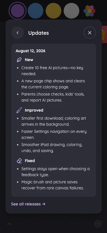 Settings · Updates in night mode at iPhone 13 mini in portrait