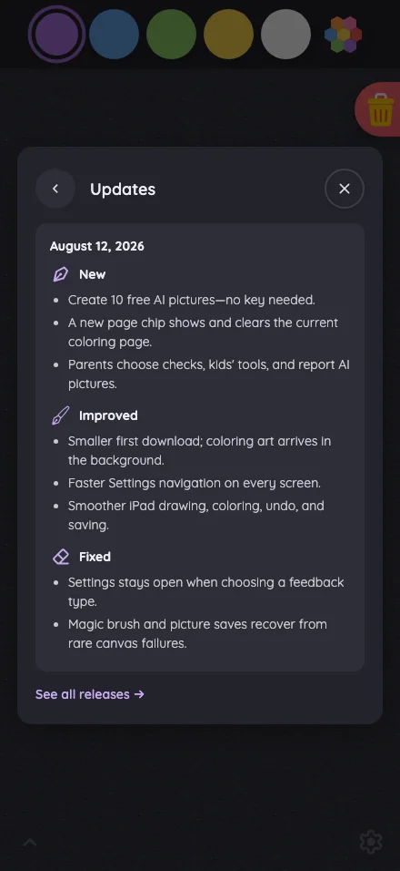 Settings · Updates in night mode at iPhone 16 Pro Max in portrait